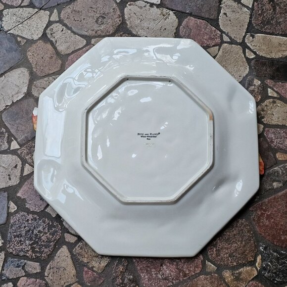 Fitz & Floyd Winter Wonderland Octagonal Holiday Plate, Embossed Festive Design - Picture 2 of 11